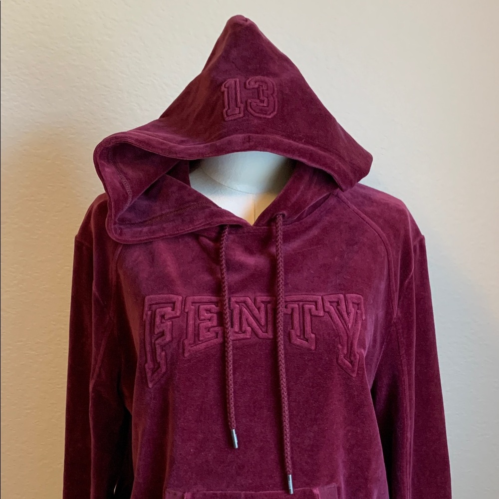 Puma by Fenty Rihanna XL Women's Velour Burgundy Hoodie Excellent Condition - Picture 6 of 10